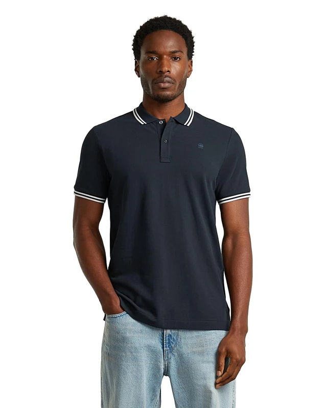 G-STAR Men's Dunda Slim Stripe Polo, Size: XXL, Color Blue