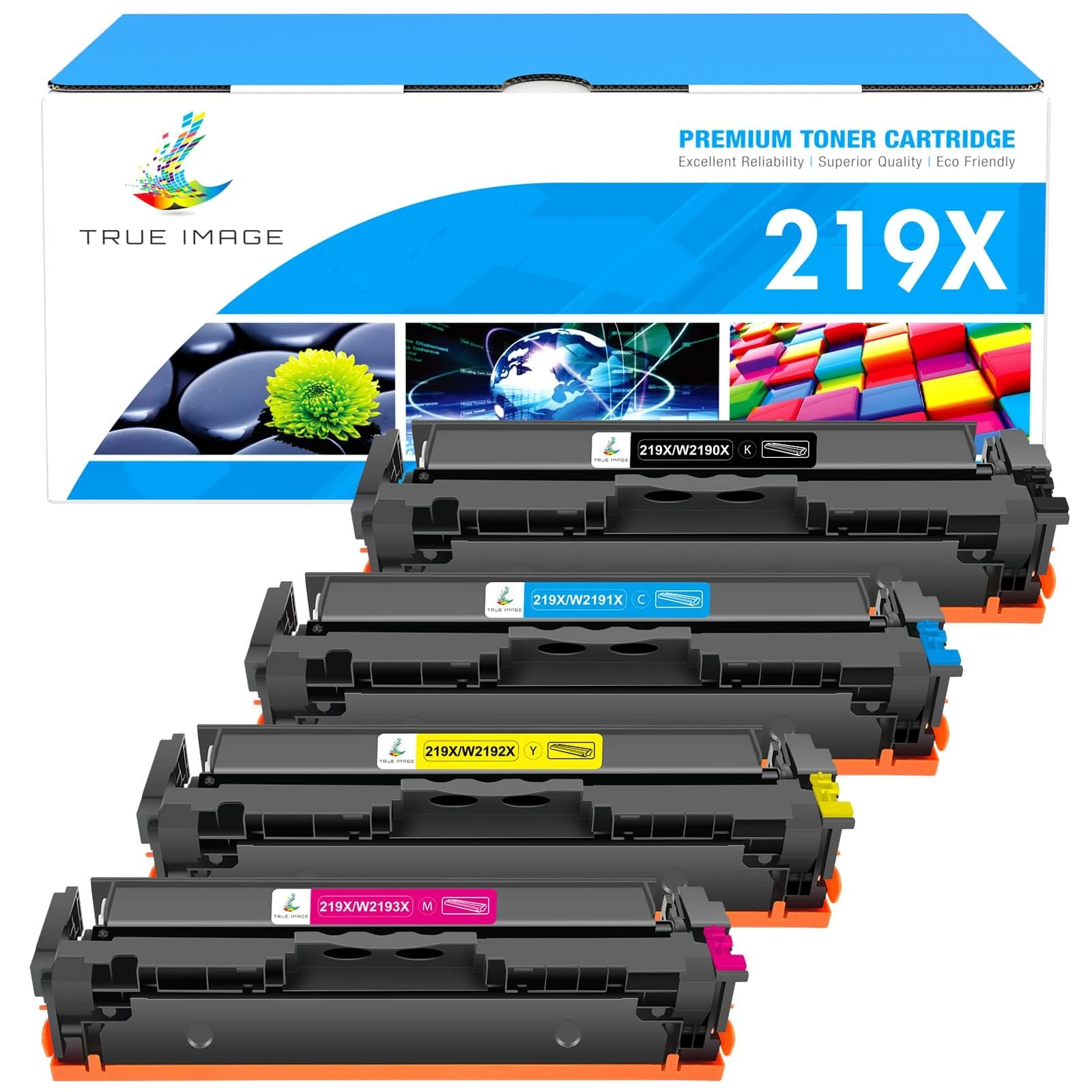 219X 219A MFP 3302FDW Toner: Compatible for HP 219X 219A Color LaserJet Pro MFP 3302FDW 3302SDW 3302FDN 3202DN 3202DW 3302FDWG 3302SDWG 3302FDNG W2190X No Chip - Black Cyan Yellow Magenta 4 Pack