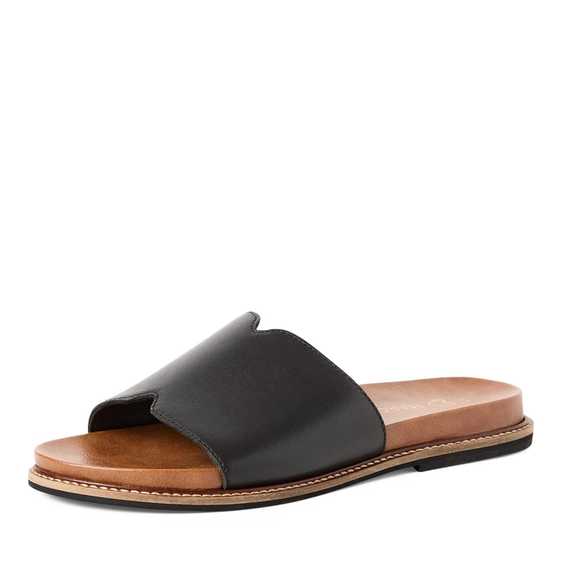 MARCO TOZZI Women Sandal footbed Leather Summery, black (BLACK), 4 UK