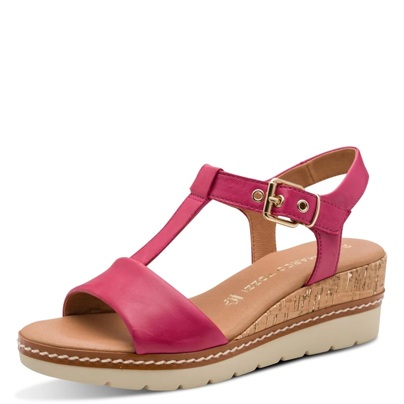 MARCO TOZZI Women's Sandal soft Feel Me footbed Leather soft lining Modern, pink (PINK), 4 UK