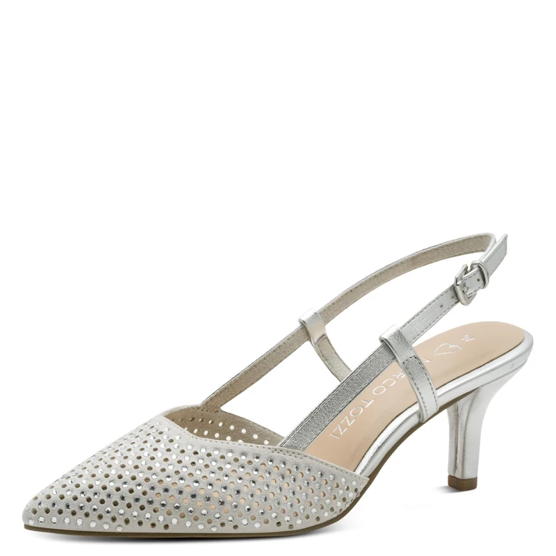 Marco Tozzi Women Pumps Soft Feel Me Footbed Soft Lining Fashionable, Metallic (Silver), 6 UK - Image 1