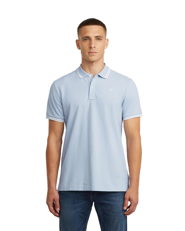 G-STAR Men's Dunda Slim Stripe Polo, Size: XXL, Color Blue - Image 1