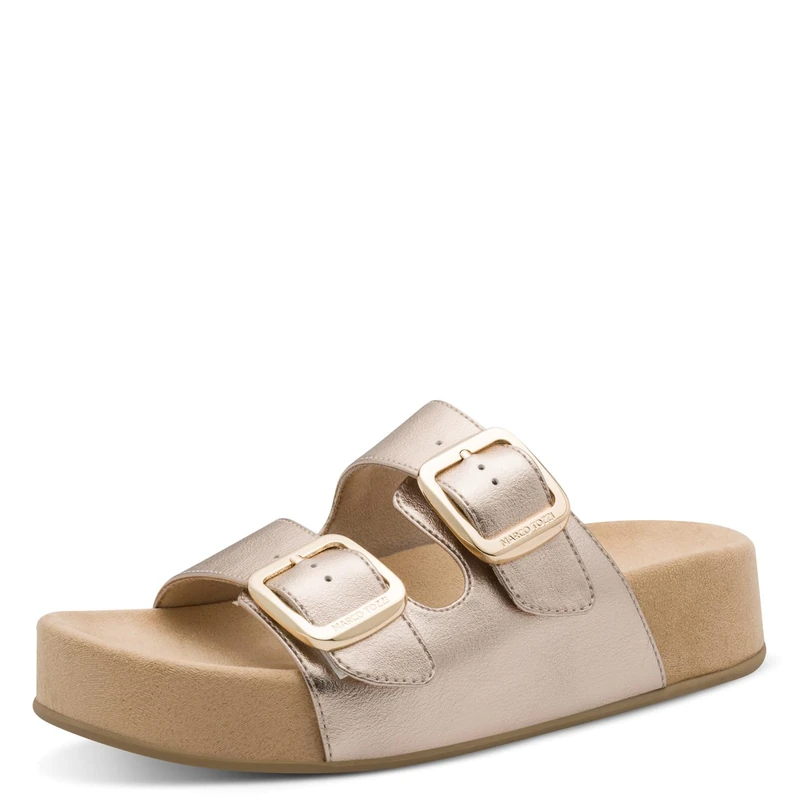MARCO TOZZI Women Sandal soft Feel Me footbed Modern, metallic (PLATINUM), 5.5 UK