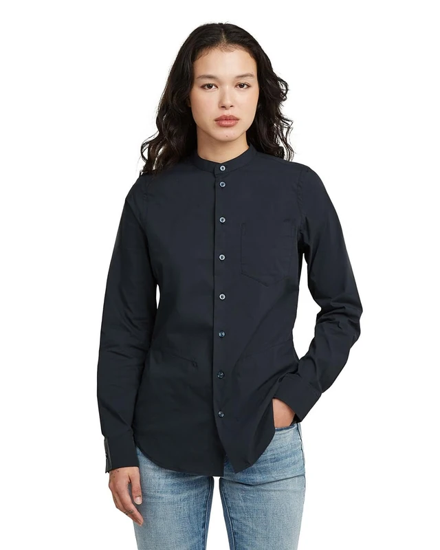 G-STAR Women's Slim poplin ls Shirt wmn, Size: L, Color Blue - Image 1