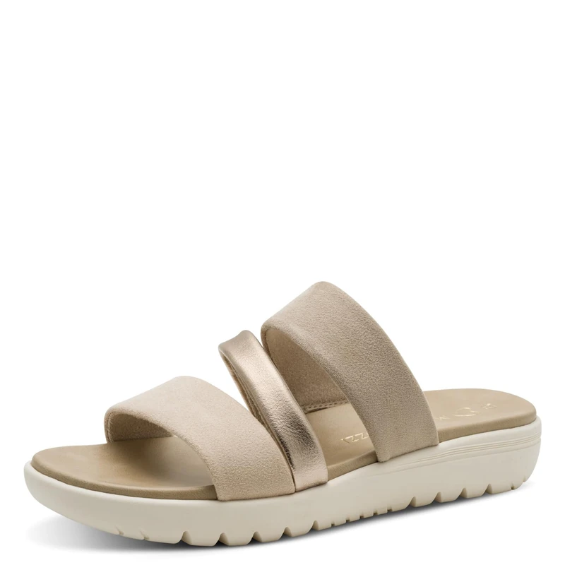 MARCO TOZZI Women Sandal soft Feel Me footbed Vegan soft lining Stylish, beige (DUNE COMB), 6 UK