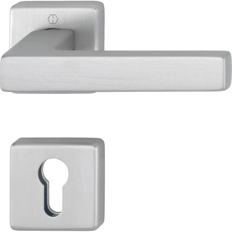 Hoppe Austin Door Handle with Rosette PZ Fire Retardant ÖNORM B3859 Aluminium Stainless Steel Effect