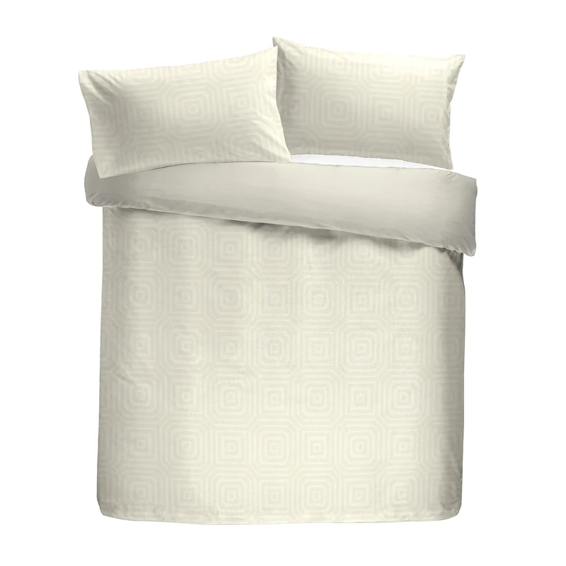 Laurence Llewelyn-Bowen Duvet Cover Set, 100% Recycled Polyester, Double 200x200cm, Cream, Geometric Jacquard, 2 Pillowcases