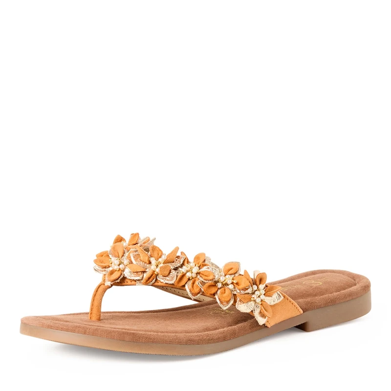 Marco Tozzi Women Sandal Soft Feel Me Footbed Leather Modern, Orange (Orange Comb), 4 UK
