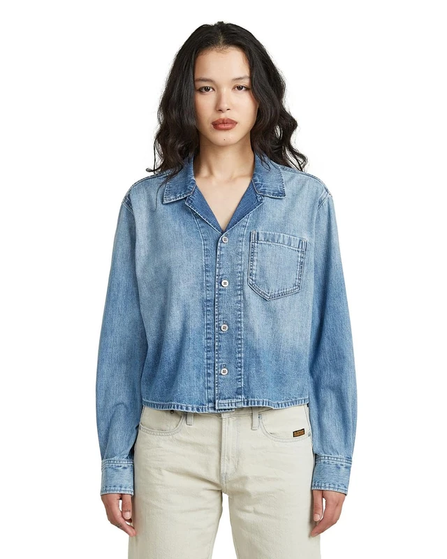 G-STAR Women's Resort Boxy Relaxed Shirt ls wmn, Size: XS, Color Blue