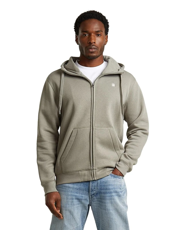 G-STAR Men's Premium Core Hooded Zip Sweater, Size: M, Color Beige
