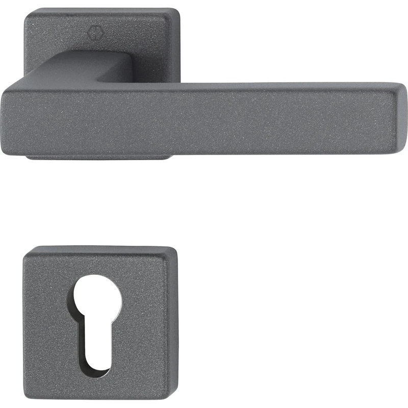 Hoppe Austin Door Handle Set 2 x Door Handles on Rosette PZ, TS 37-42 mm, Aluminium Sand Black