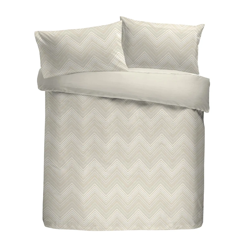 Laurence Llewelyn-Bowen Duvet Cover Set, 96% Polyester 4% Metallic Polyester, King Size 230x220cm, Ivory, Jacquard Chevron, Button Closure, 2 Pillowcases