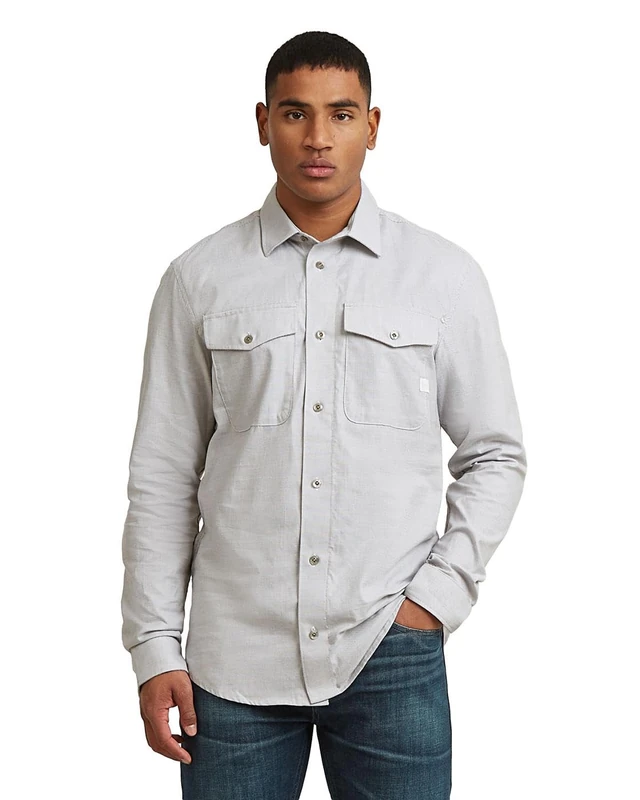 G-Star Men's Marine Slim Long Sleeve Shirt, Size: M, Color Multicolor