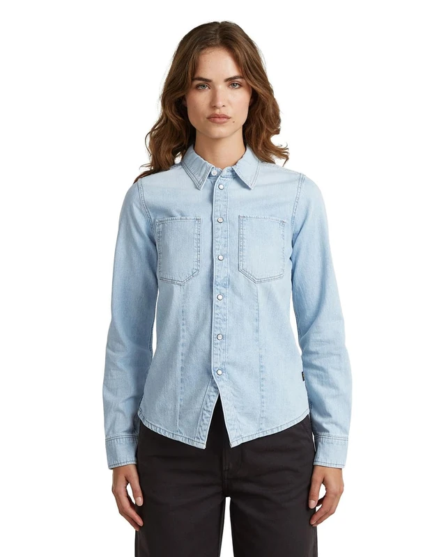 G-STAR Women's Kick Slim Shirt ls wmn, Size: XL, Color Blue