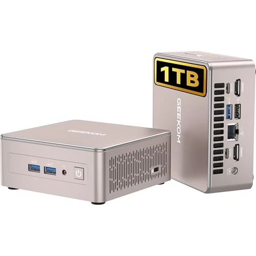 GEEKOM [2026 Latest Upgrade A5 Mini PC Windows 11 Pro, with AMD Ryzen 7 5825U (Up to 4.5GHz) 16GB High-Speed RAM (Expandable, Not LPDDR) & 1TB PCIe NVMe SSD, Vega 8 Graphics/8K Quad Display/WiFi 6