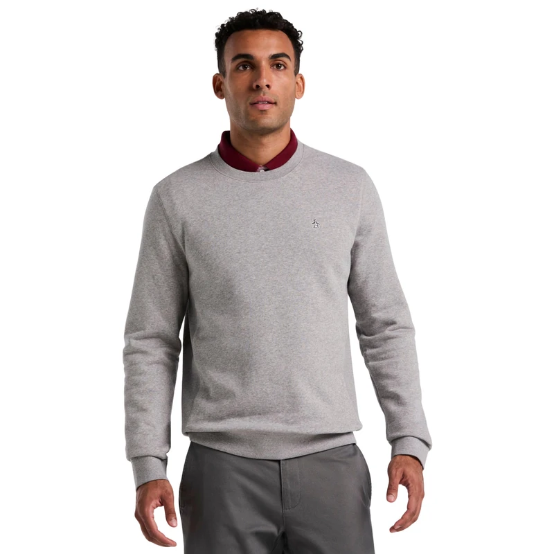 Original Penguin Fleece Crewneck Sweatshirt, M, Grey Rain Heather