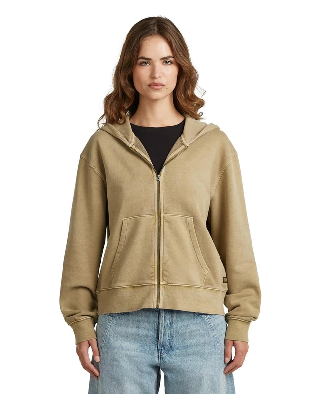 G-STAR Women's Washed hdd zip relaxed sw wmn, Size: M, Color Beige
