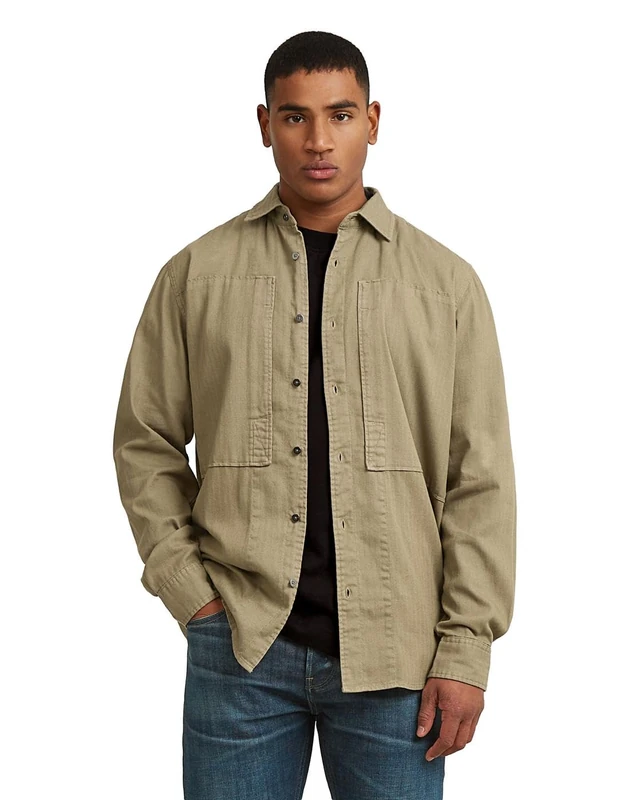 G-STAR Men's Panelled Pkt Regular Shirt ls, Size: XS, Color Beige