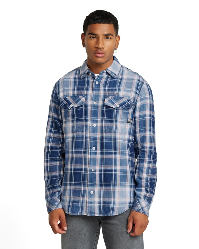 G-Star Men's Marine Slim Long Sleeve Shirt, Size: L, Color Blue