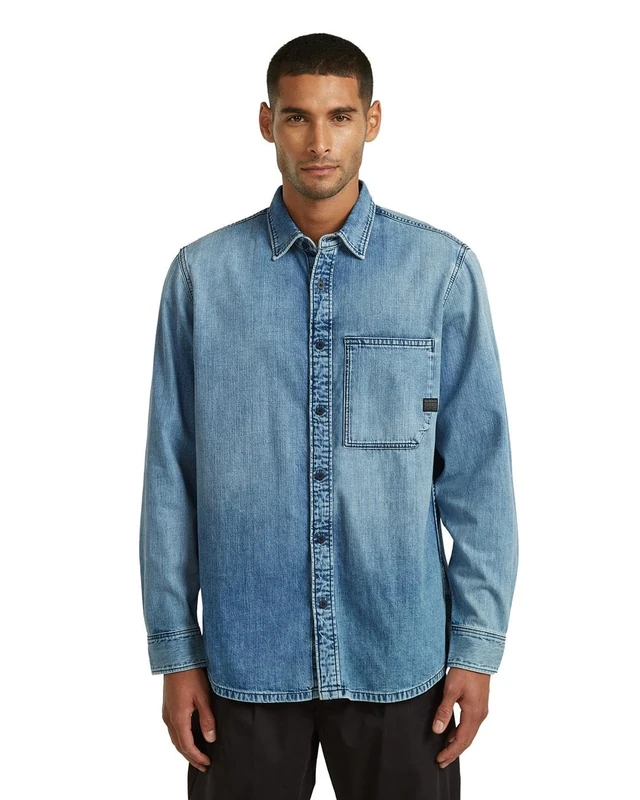 G-STAR Men's Regular 1-pkt Shirt ls, Size: XL, Color Blue - Image 1