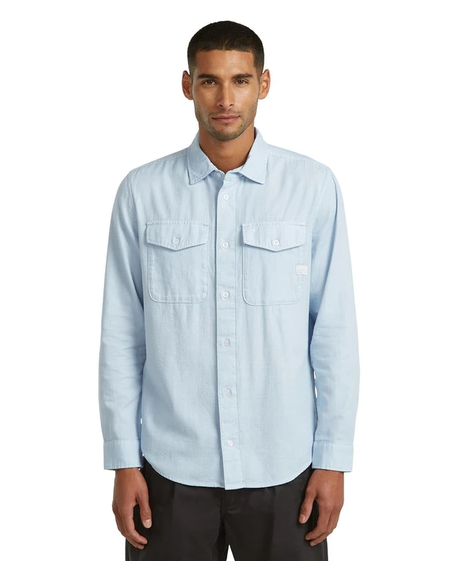 G-Star Men's Marine Slim Long Sleeve Shirt, Size: XL, Color Blue