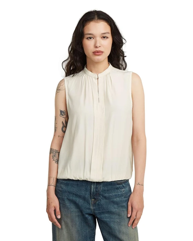 G-STAR Women's Stand Up Collar Top, Size: XXL, Color White