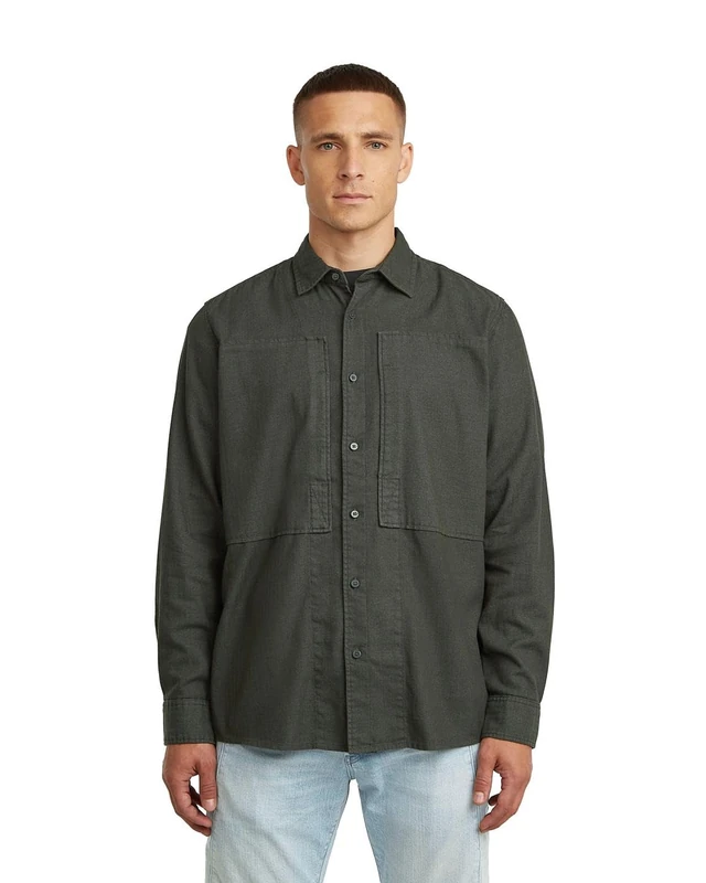 G-STAR Men's Panelled Pkt Regular Shirt ls, Size: M, Color Gray