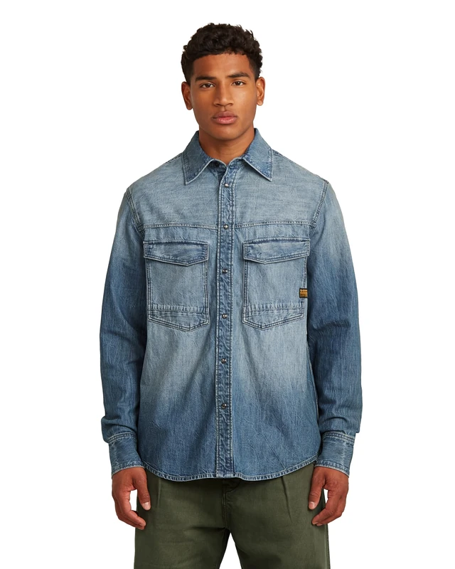 G-STAR Men's Dakota Regular Shirt, Size: S, Color Blue