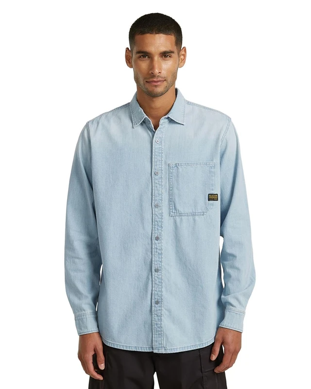G-STAR Men's Regular 1-pkt Shirt ls, Size: L, Color Blue - Image 1