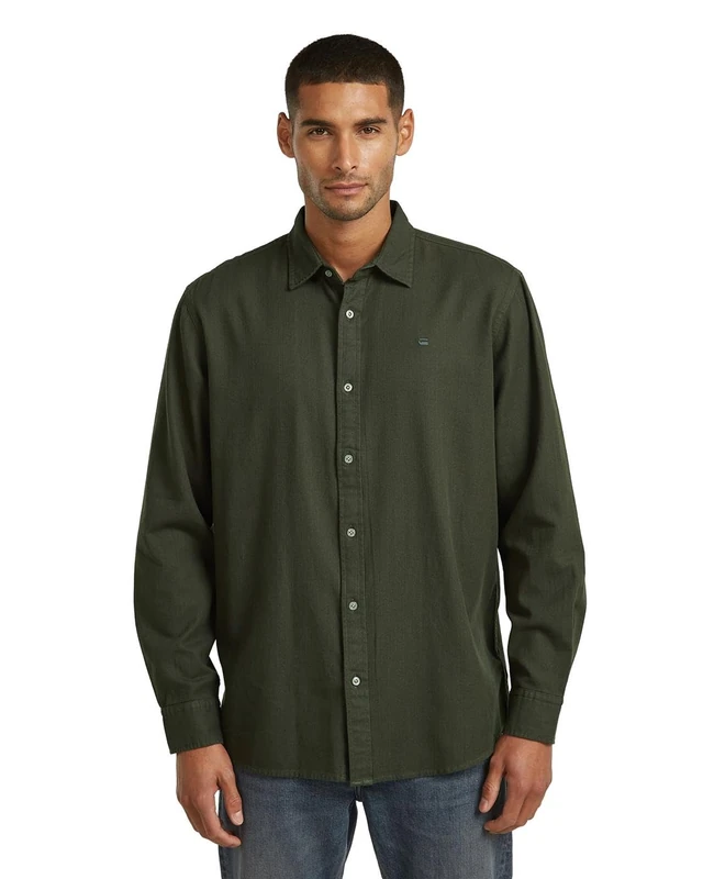 G-STAR Men's Clean Regular Shirt, Size: L, Color Gray - Image 1