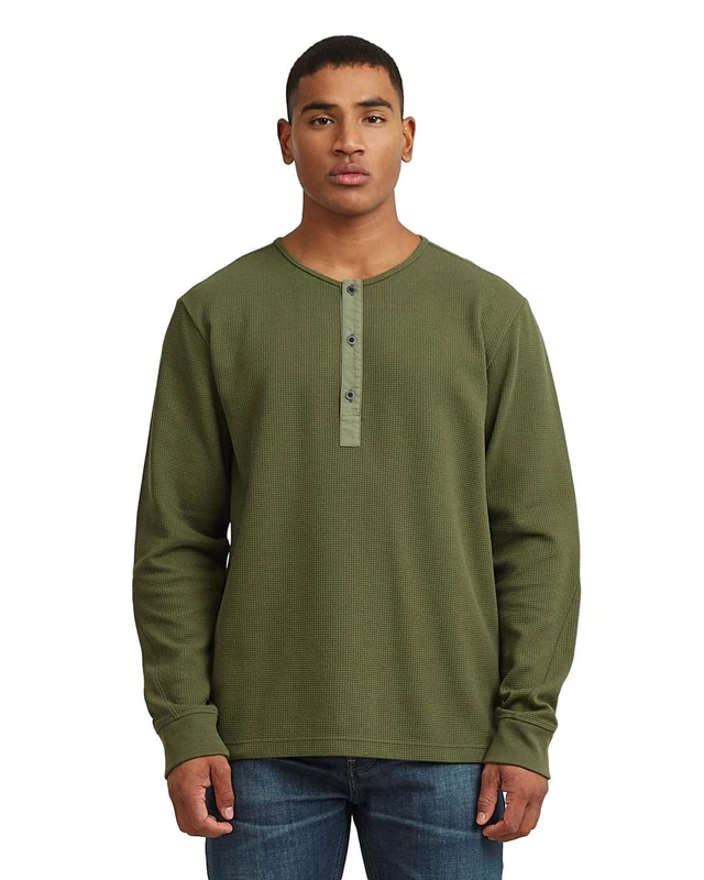 G-STAR Men's Structured Tweeter Granddad t ls, Size: XL, Color Green