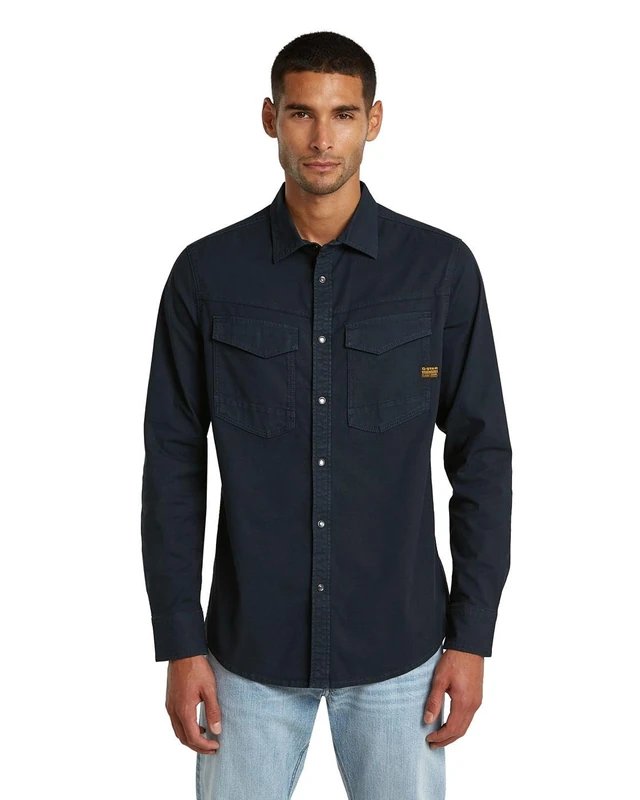 G-STAR Men's Dakota Slim Shirt, Size: L, Color Blue