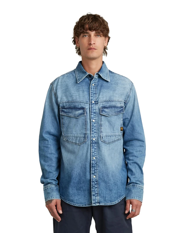 G-STAR Men's Dakota Regular Shirt, Size: L, Color Blue - Image 1