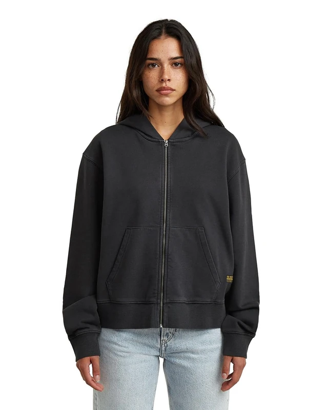 G-STAR Women's Washed hdd zip relaxed sw wmn, Size: S, Color Black - Image 1