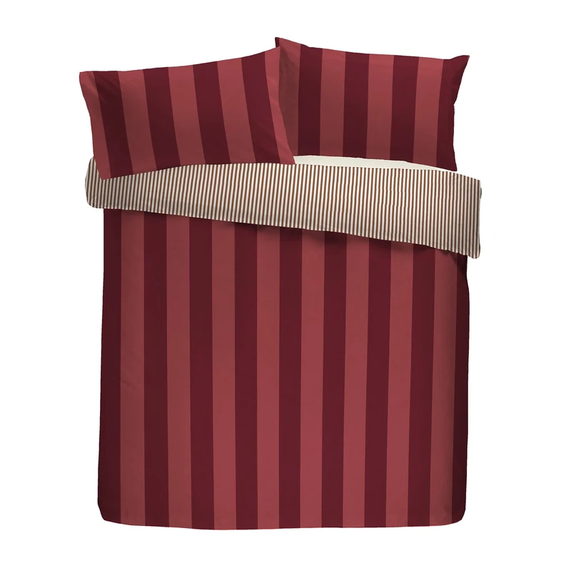 Laurence Llewelyn-Bowen Duvet Cover Set, 100% Cotton, Super-King 260x220cm, Red, Sateen, Striped Print, 200 Thread Count