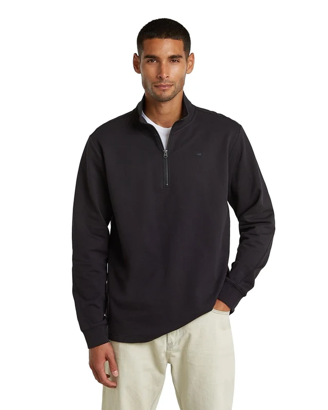 G-STAR Men's Tweeter Half Zip ls, Size: S, Color Black