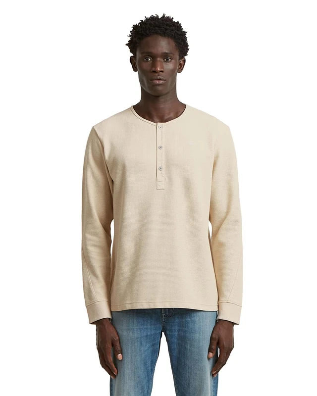 G-STAR Men's Structured Tweeter Granddad t ls, Size: L, Color White