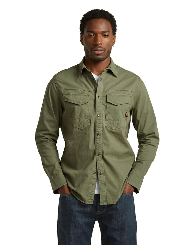 G-STAR Men's Dakota Slim Shirt, Size: M, Color Green