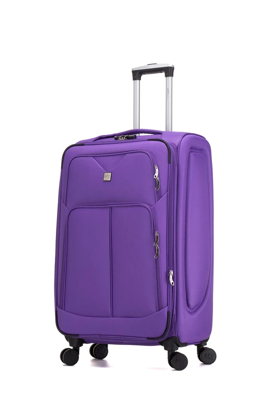 ATX Luggage Large Suitcase Expandable Soft Shell Durable Lightweight Hold Check in Trolley Case with 4 Dual Spinner Wheels and Built-in 3 Digit Combination Lock (Purple, 109Liters)
