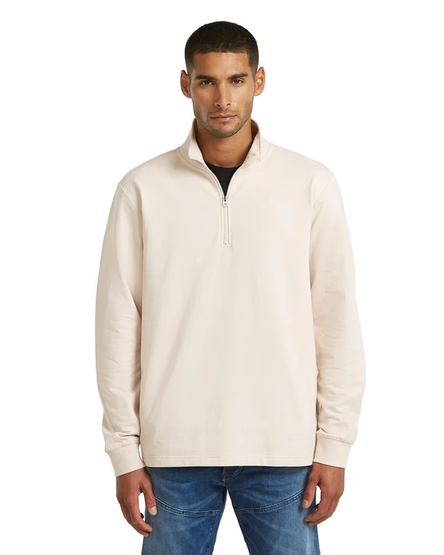 G-STAR Men's Tweeter Half Zip ls, Size: XS, Color White