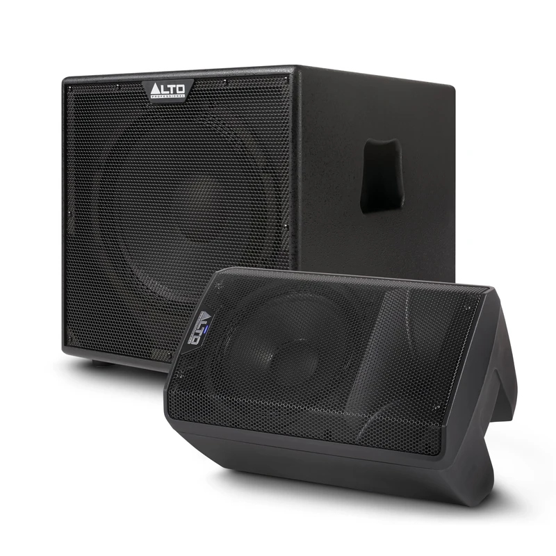 ALTO TX408 and TX12S Powered PA Speaker and Subwoofer Bundle for Live Performances, Events, Karaoke, Public Address, Presentations
