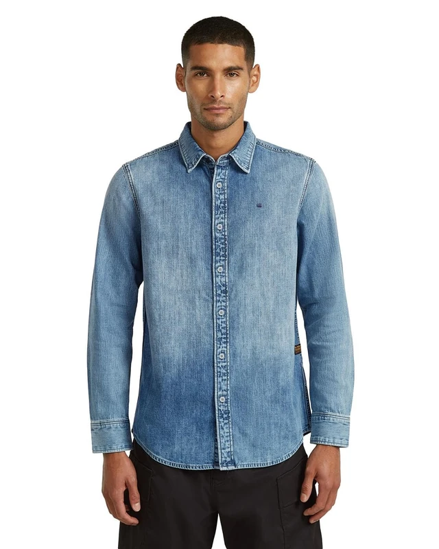 G-STAR Men's Clean Slim Shirt ls, Size: S, Color Blue - Image 1