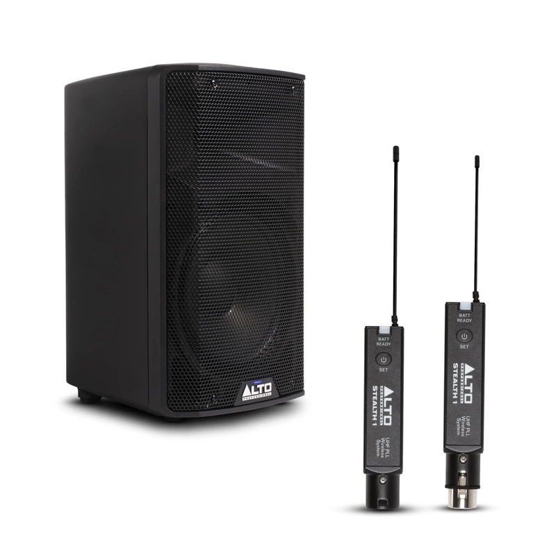 ALTO TX410 350W 10" Powered PA Speaker Bundle with XLR Mic Receiver and Transmitter for Live Performances, Events, Karaoke, Public Address, Presentations