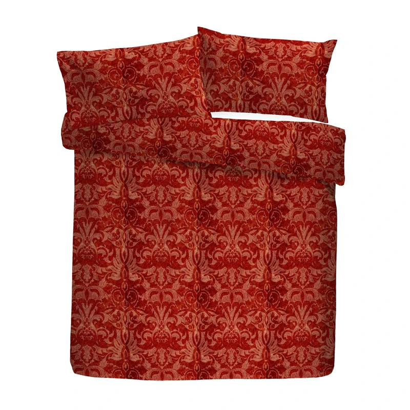 Laurence Llewelyn-Bowen Duvet Cover Set, 100% Polyester, King Size 230x220cm, Spice, Velvet, Damask Jacquard Pattern, with 2 Pillowcases