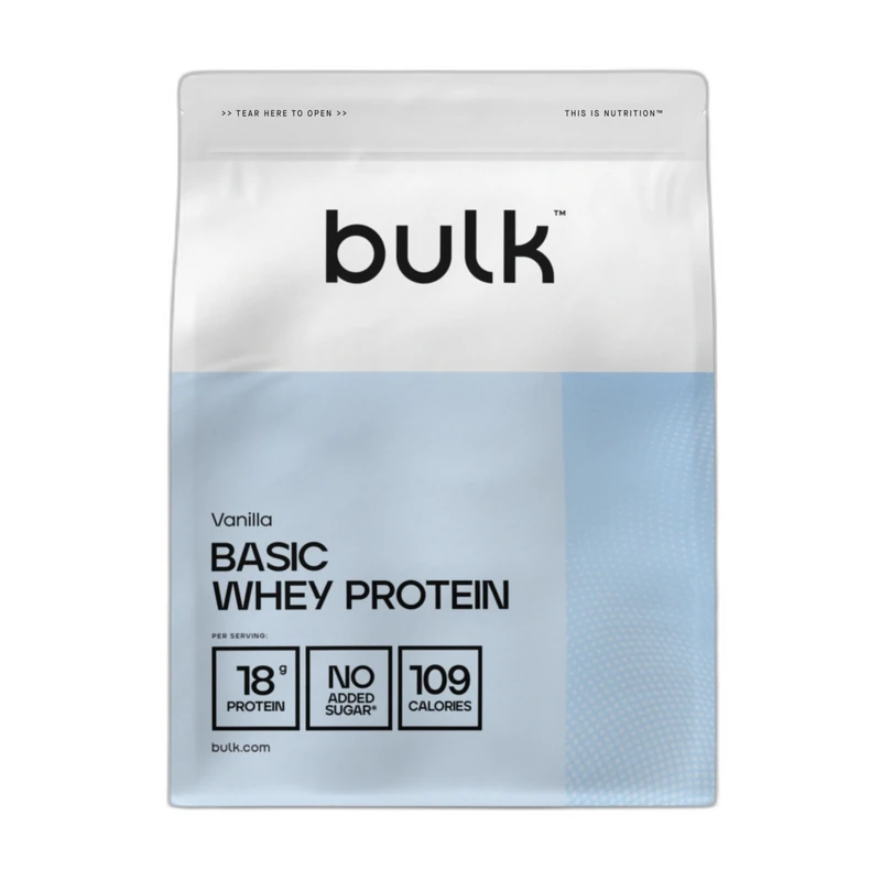 Bulk Basic Whey Protein Powder | Vanilla | 2.5 kg | 82 Servings | Up to 18g Protein per Serving | Low Sugar | Fast Absorbing Formula | Gym Supplement Supports Muscle Growth & Recovery