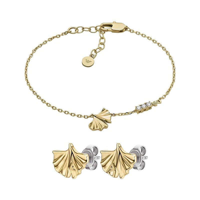 Emporio Armani Women's Gold-Tone Brass Bracelet and Earrings, Set