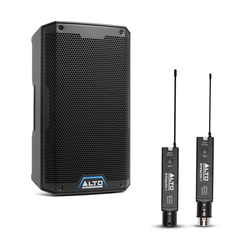 ALTO TS408 2000W 8" Powered PA Speaker Bundle with XLR Mic Receiver and Transmitter for Live Performances, Events, Karaoke, Public Address, Presentations