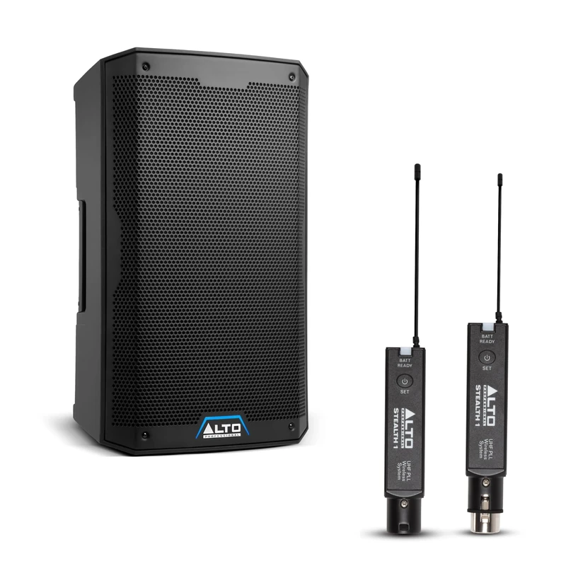 ALTO TS410 2000W 10" Powered PA Speaker Bundle with XLR Mic Receiver and Transmitter for Live Performances, Events, Karaoke, Public Address, Presentations