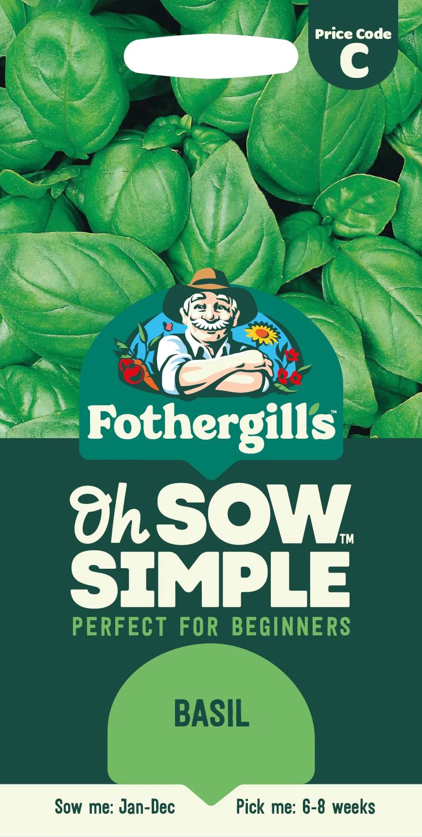Fothergill's Oh Sow Simple, Basil Vegetable Seeds, Sow: Jan–Dec, Green
