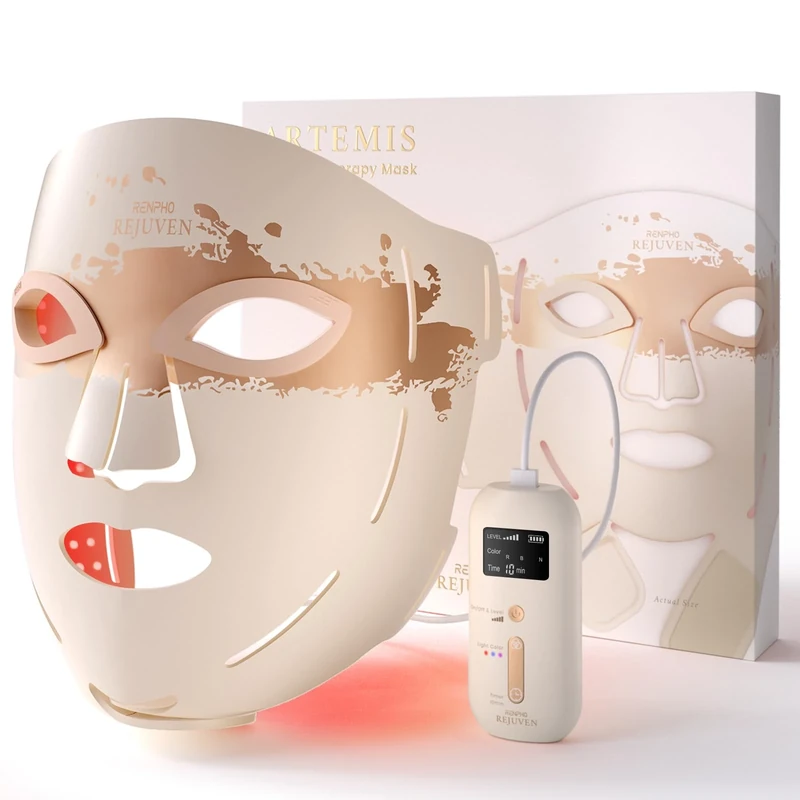 RENPHO LED Red Light Face Mask for Face 2026, Valentines Gifts for Women Mom Wife, 324 LEDs Full Face Coverage & 3 Light Modes, Cordless LED Face Mask for Home Use & Travel